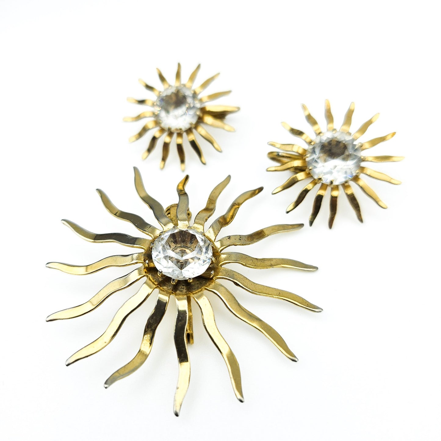 Sarah Coventry Starburst Brooch & Earrings Set | Signed Mid-Century Jewelry