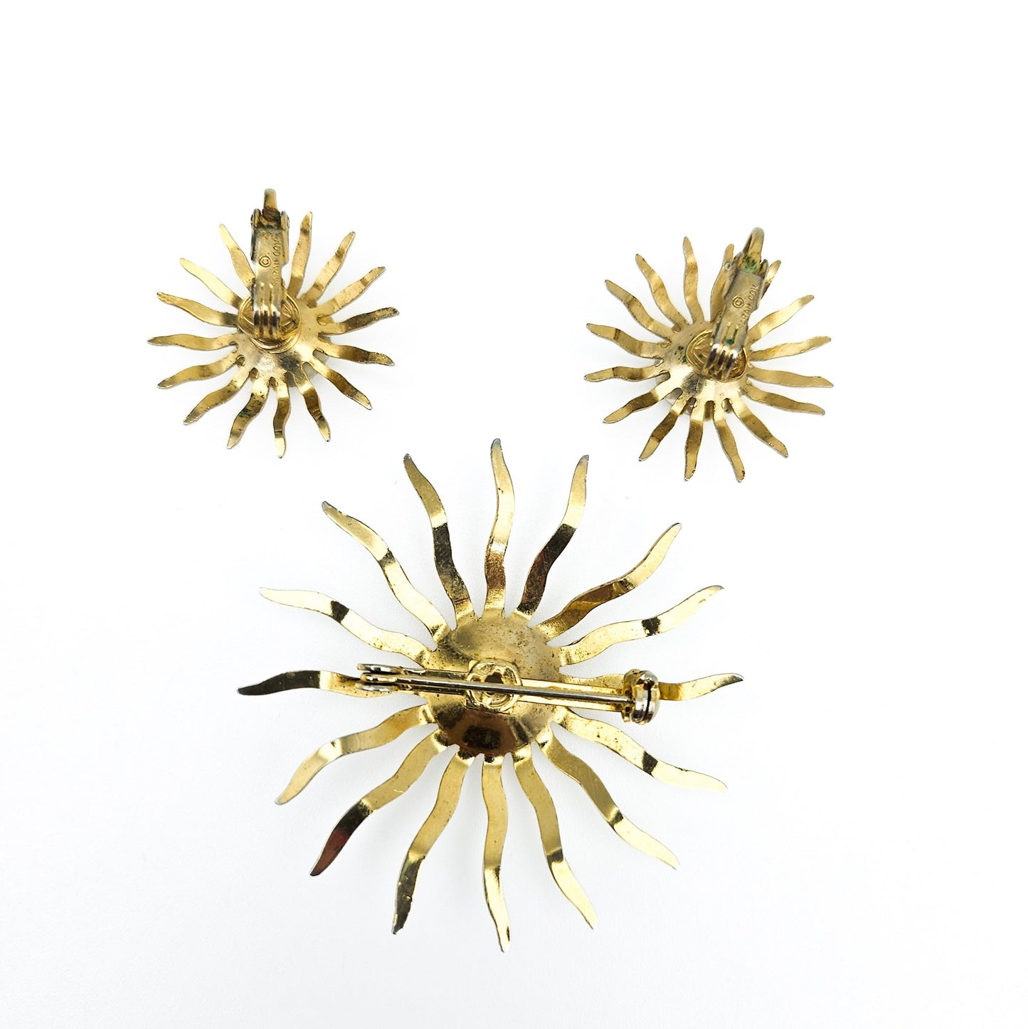 Sarah Coventry Starburst Brooch & Earrings Set | Signed Mid-Century Jewelry