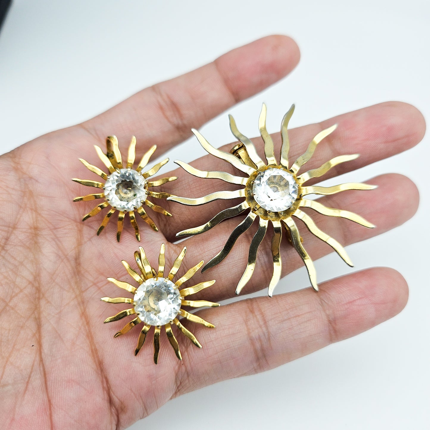 Sarah Coventry Starburst Brooch & Earrings Set | Signed Mid-Century Jewelry