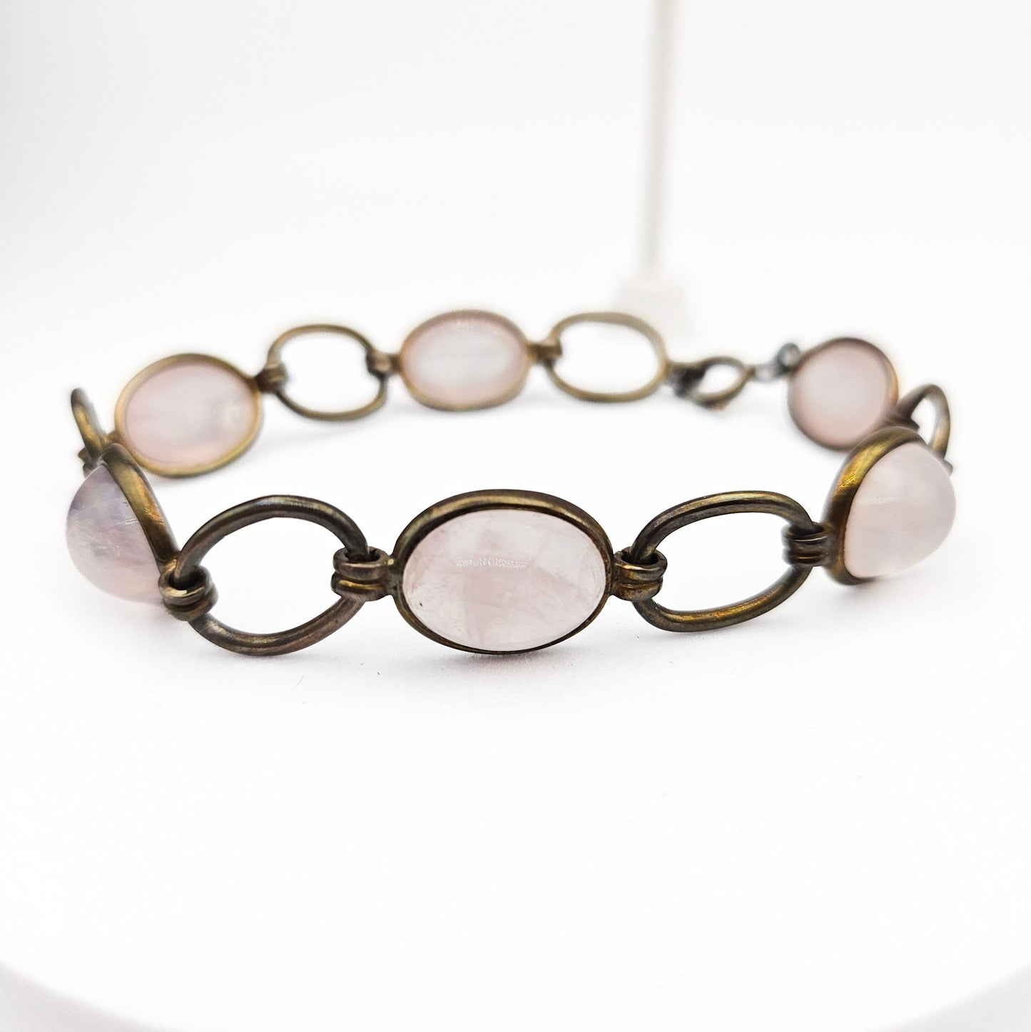 Vintage/Antique European Silver & Pink Quartz Bracelet and Earring Set | Stamped 835 / 850