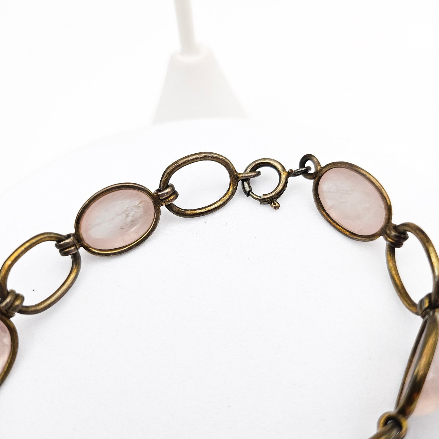 Vintage/Antique European Silver & Pink Quartz Bracelet and Earring Set | Stamped 835 / 850