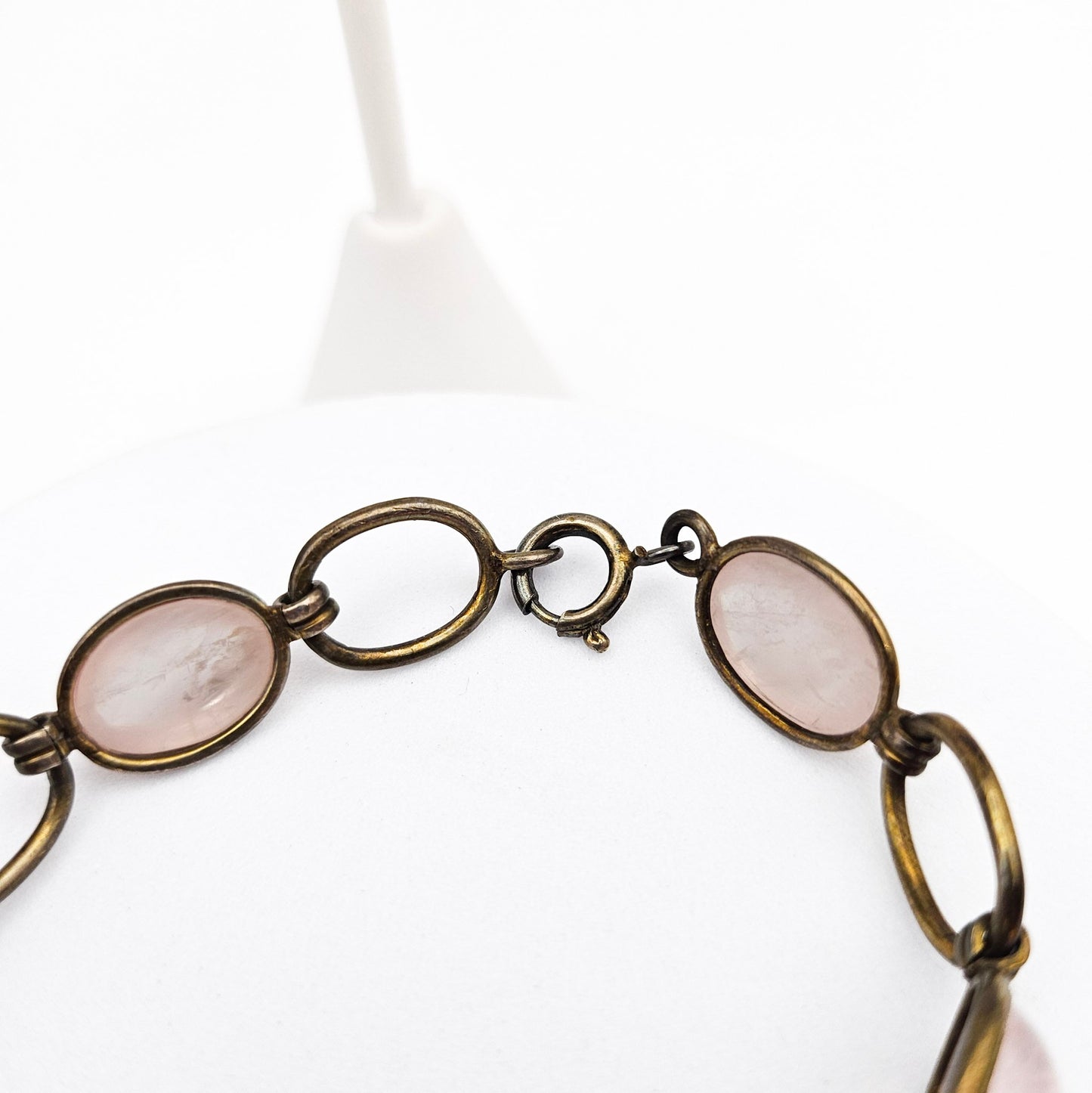 Vintage/Antique European Silver & Pink Quartz Bracelet and Earring Set | Stamped 835 / 850