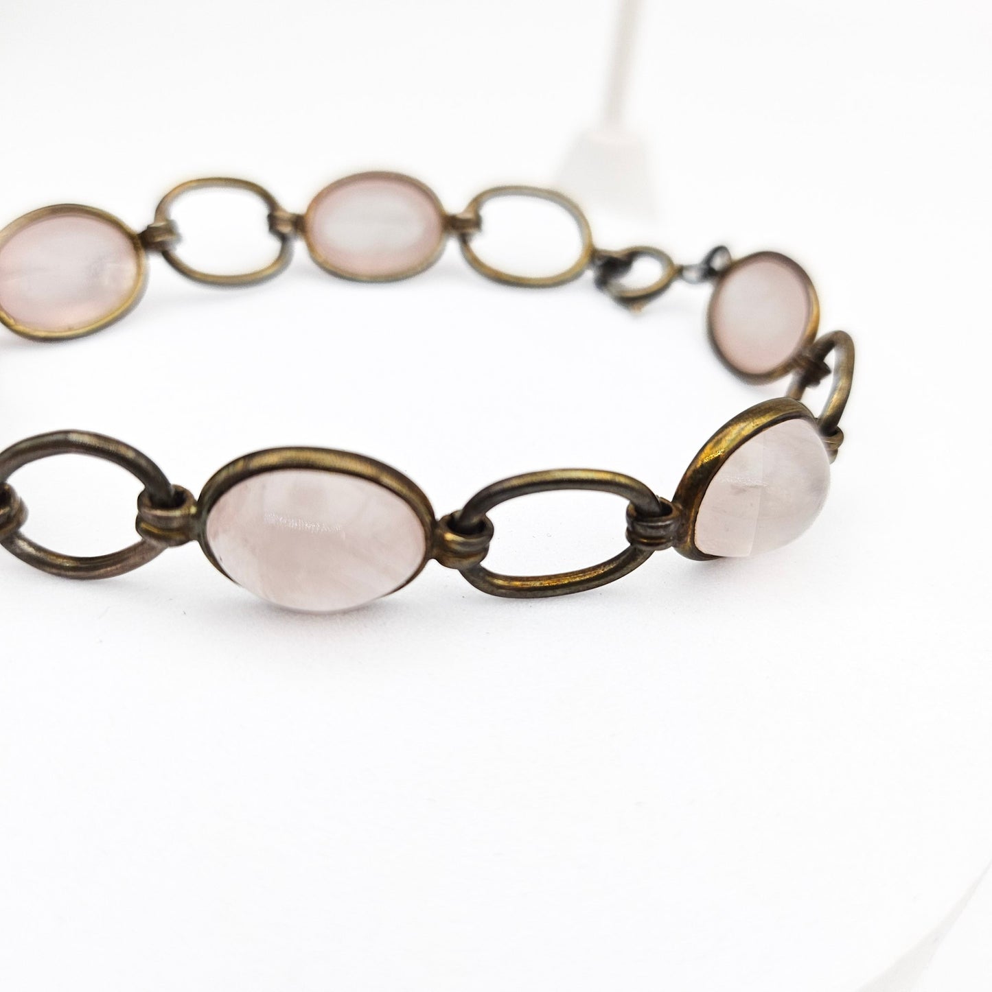Vintage/Antique European Silver & Pink Quartz Bracelet and Earring Set | Stamped 835 / 850