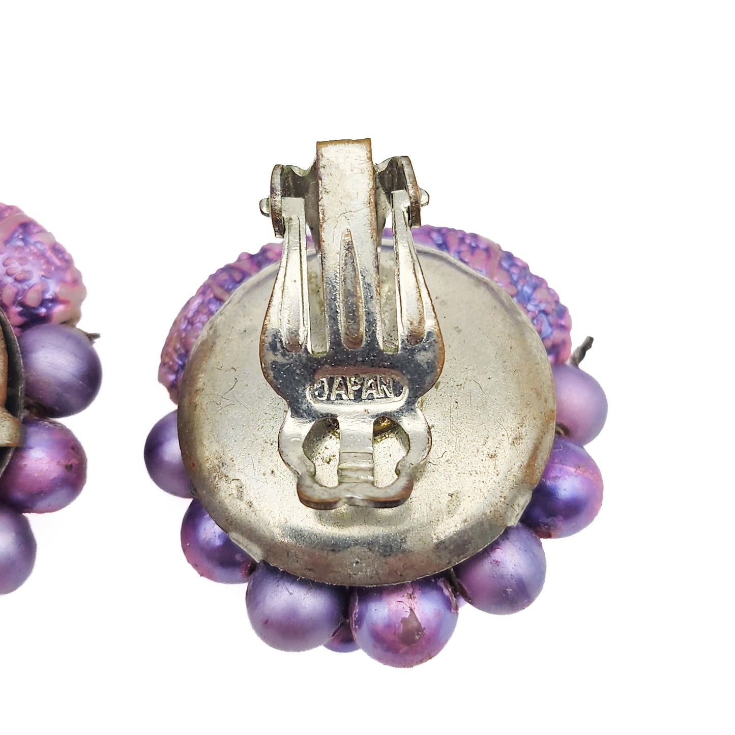 Vintage Japan Purple Multistrand Necklace & Clip Earrings Set
