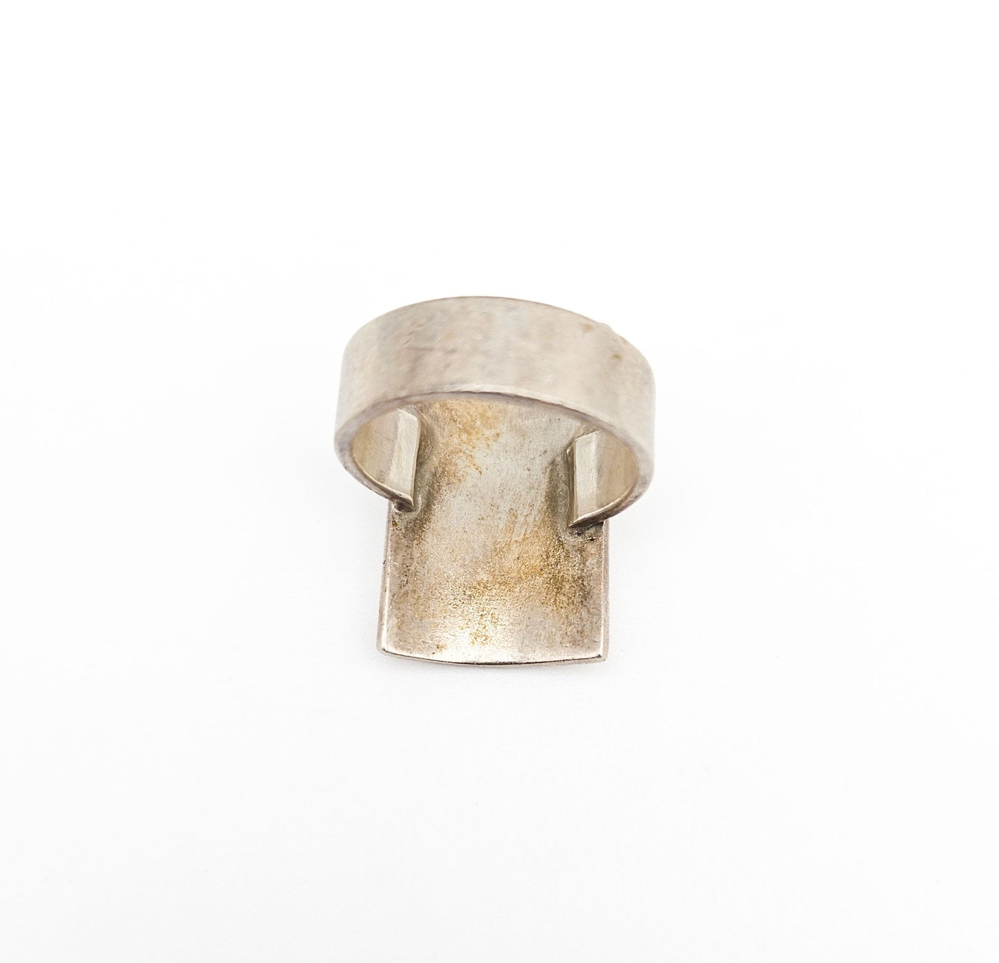 Sterling Silver Brutalist Shield Ring | Textured Modernist Jewelry