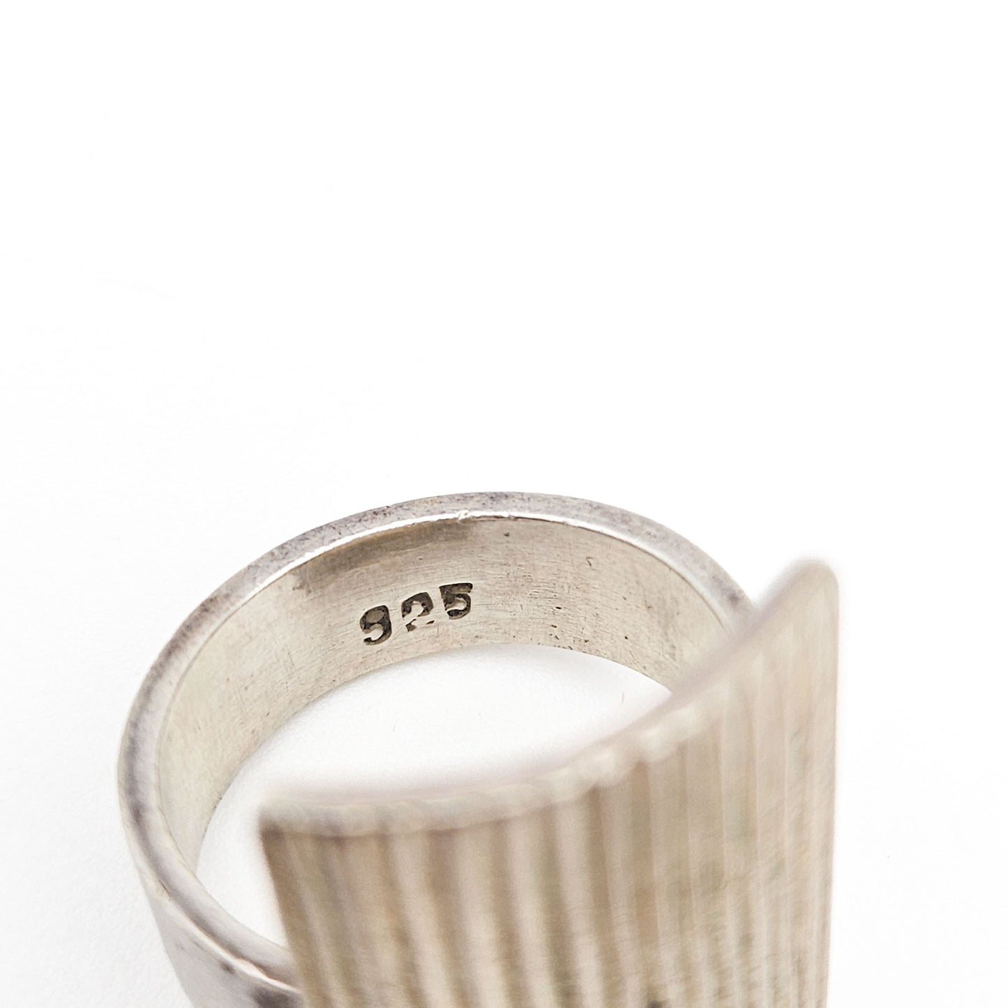Sterling Silver Brutalist Shield Ring | Textured Modernist Jewelry