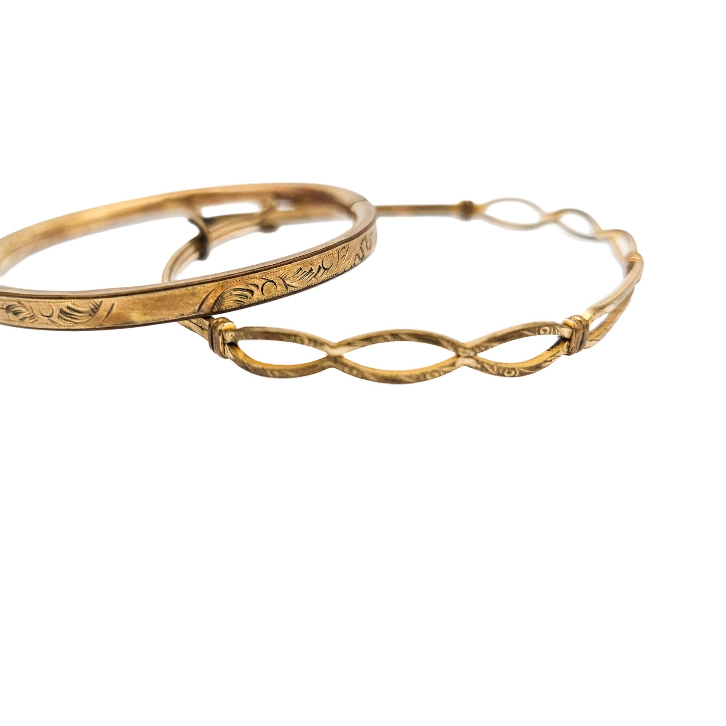 Antique Baby Bracelet Pair | Gold-Filled Keepsake Bangle Set