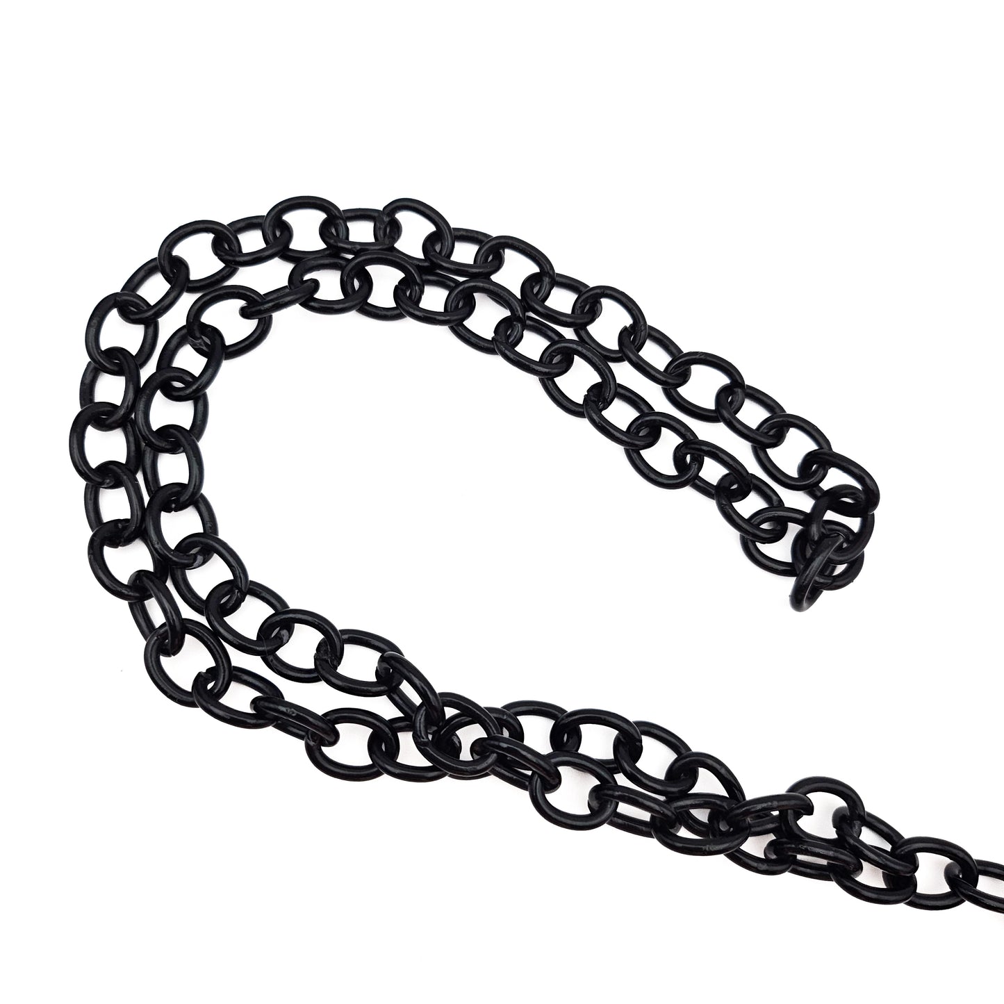 Black Vintage Plastic Chain & Peridot Cameo Pendant Necklace