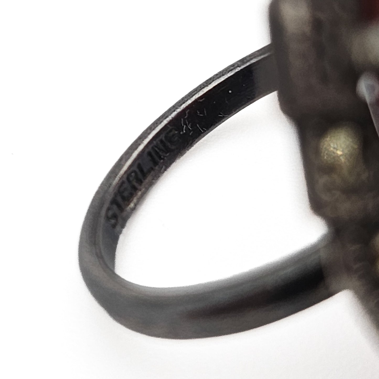 Art Deco Sterling Silver Carnelian & Marcasite Ring | Size 5 Vintage Statement Jewelry
