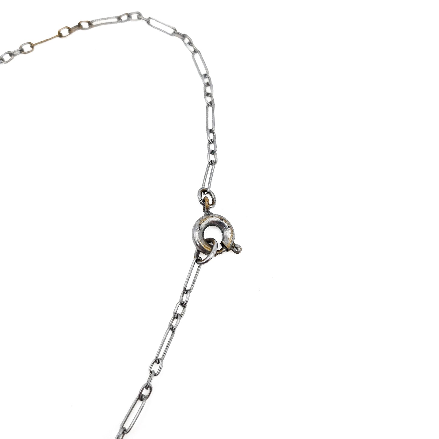 Art Deco Carnelian Glass Filigree Necklace | Vintage Paperclip Chain Pendant