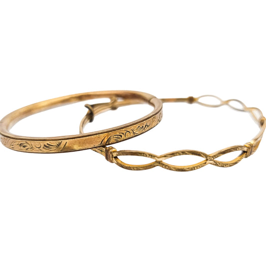 Antique Baby Bracelet Pair | Gold-Filled Keepsake Bangle Set