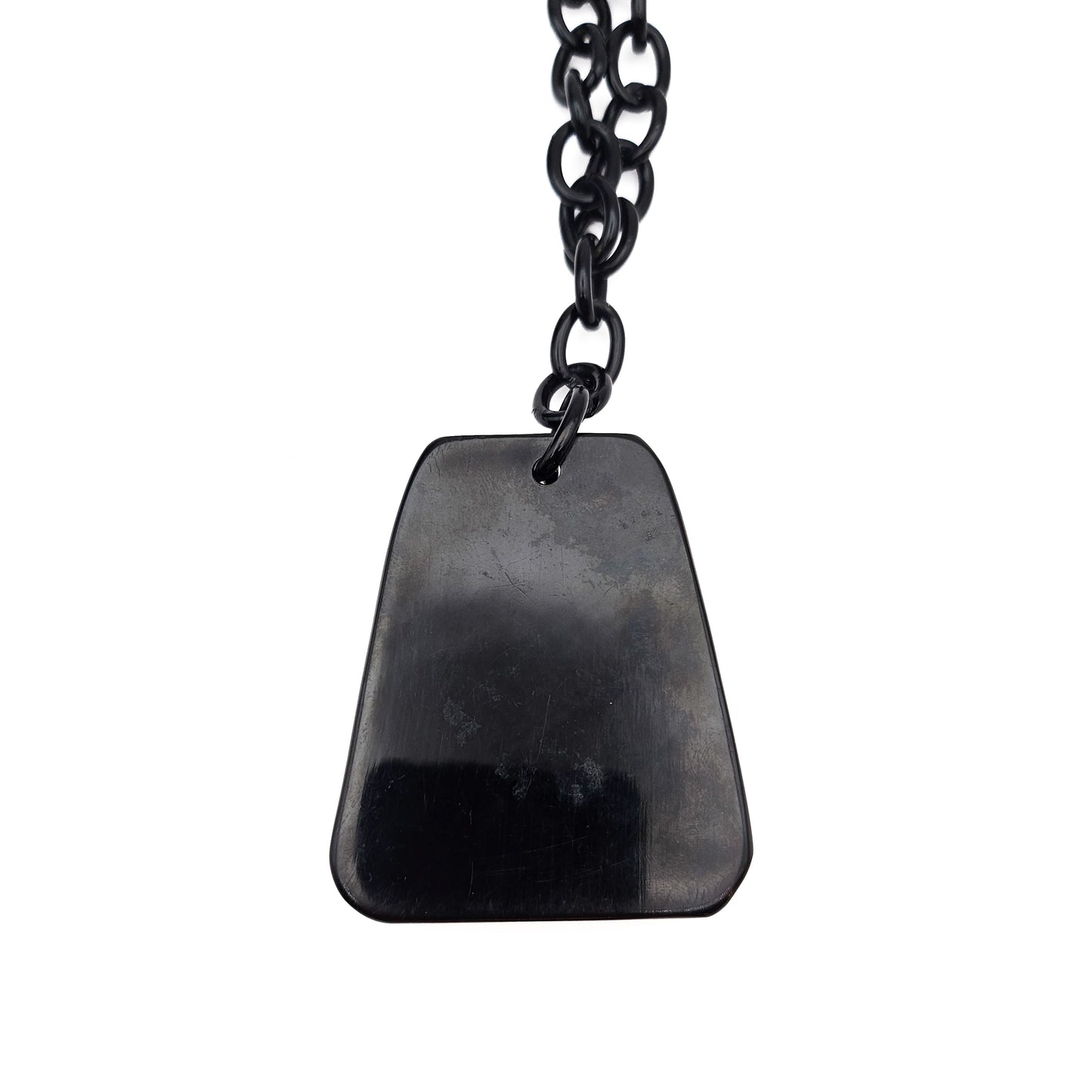 Black Vintage Plastic Chain & Peridot Cameo Pendant Necklace